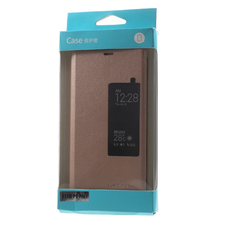 Window Smart Leather Protective Case for Huawei P9 Plus - Rose Gold-10