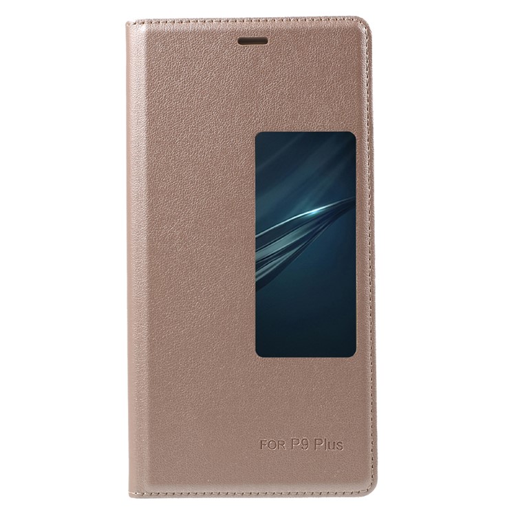 Window Smart Leather Protective Case for Huawei P9 Plus - Rose Gold-3