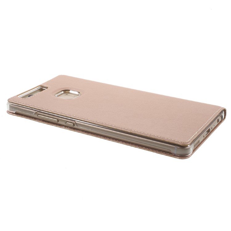 Window Smart Leather Protective Case for Huawei P9 Plus - Rose Gold-4