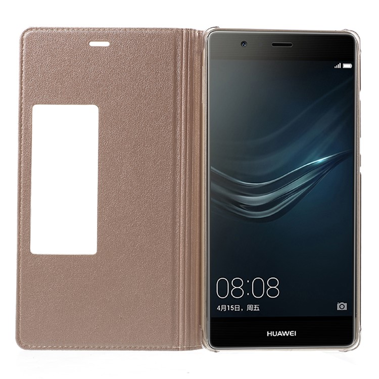 Window Smart Leather Protective Case for Huawei P9 Plus - Rose Gold-5
