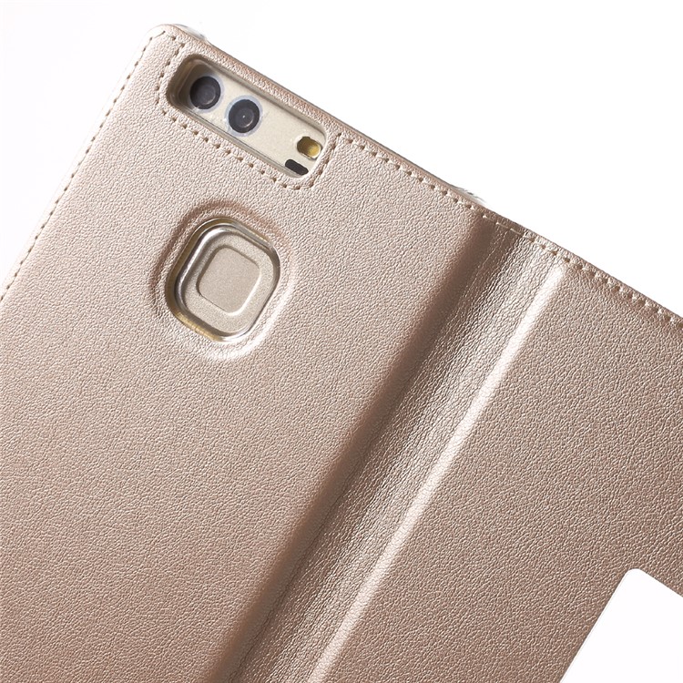 Window Smart Leather Protective Case for Huawei P9 Plus - Rose Gold-6