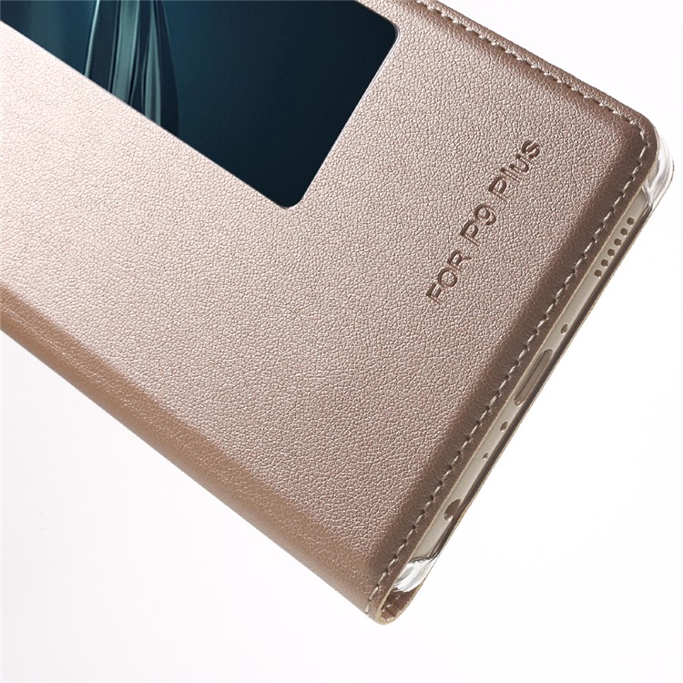 Window Smart Leather Protective Case for Huawei P9 Plus - Rose Gold-7