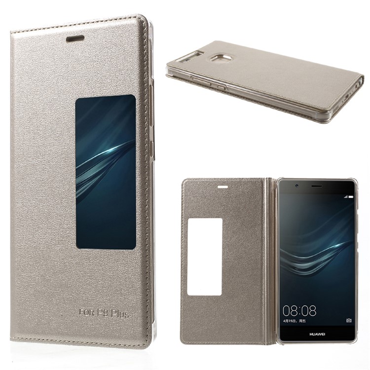 Smart View Slim Leather Flip Cover for Huawei P9 Plus - Gold-1