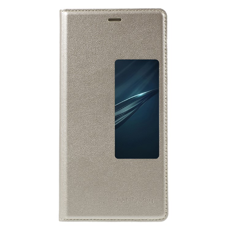 Smart View Slim Leather Flip Cover for Huawei P9 Plus - Gold-3
