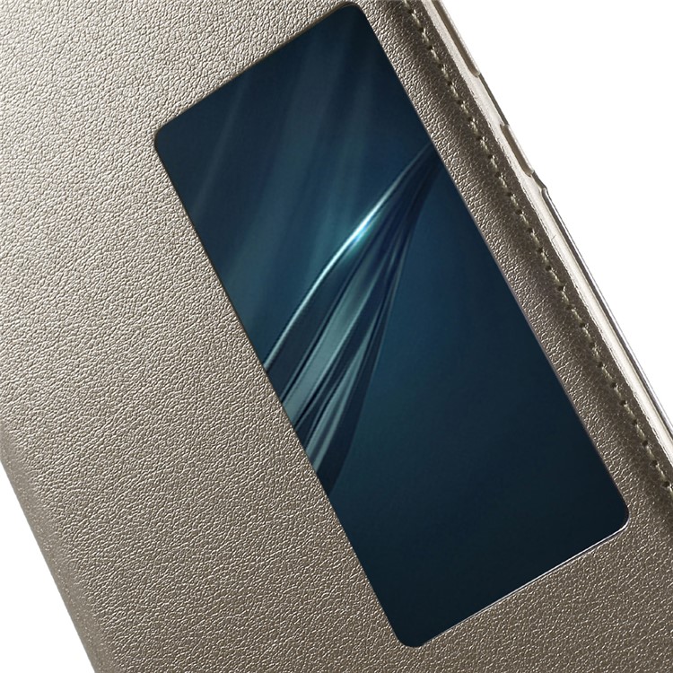 Smart View Slim Leather Flip Cover for Huawei P9 Plus - Gold-7