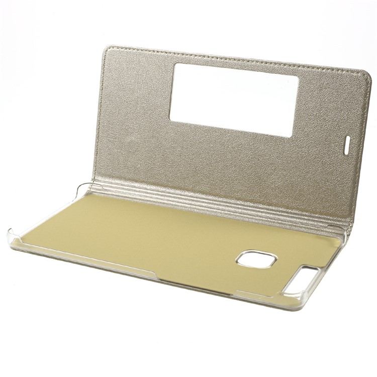 Smart View Slim Leather Flip Cover for Huawei P9 Plus - Gold-9