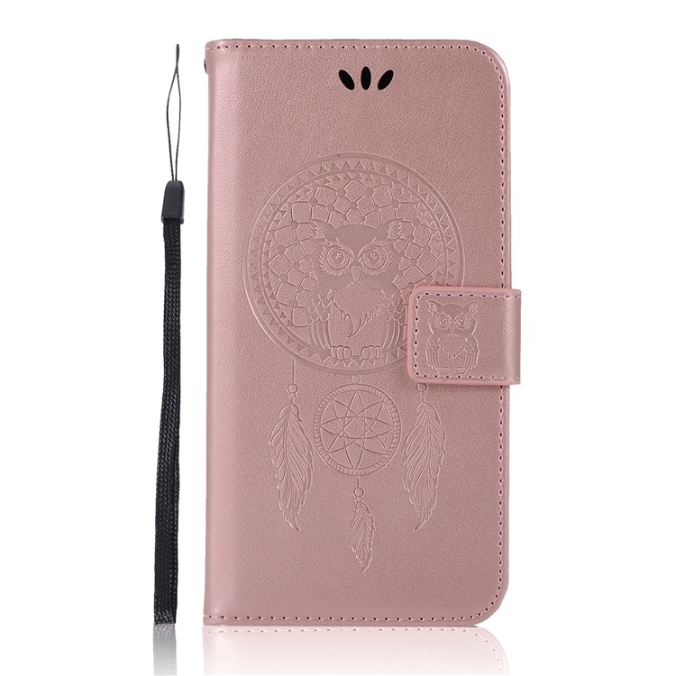 Imprinted Dream Catcher Owl Leather Wallet Case for Huawei P20 lite (2019) / nova 5i - Rose Gold-2