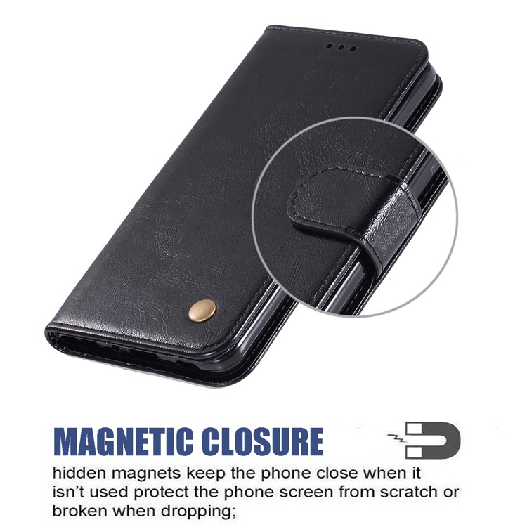 Premium Vintage Leather Wallet Stand Case for Huawei P20 lite (2019) / Nova 5i - Black-7