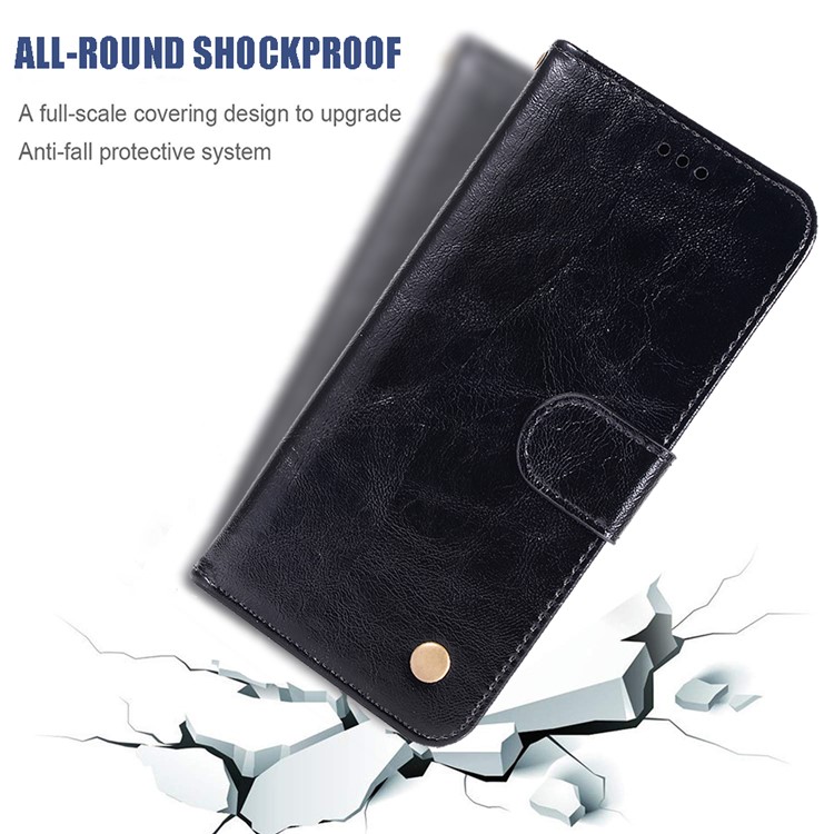 Premium Vintage Leather Wallet Stand Case for Huawei P20 lite (2019) / Nova 5i - Black-9