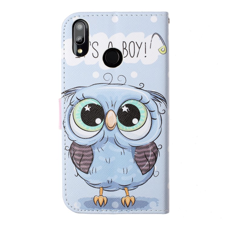 Pattern Printing Wallet Stand Flip Leather Case with Strap for Huawei Y9 (2019) / Enjoy 9 Plus - Girl Owl-2