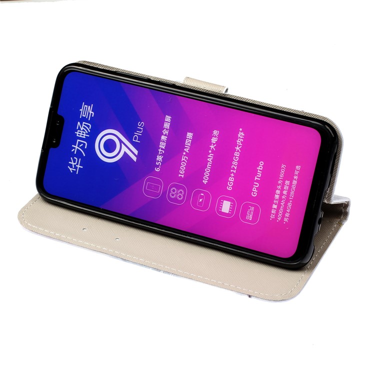 Pattern Printing Wallet Stand Flip Leather Case with Strap for Huawei Y9 (2019) / Enjoy 9 Plus - Girl Owl-6