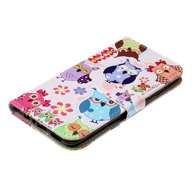 Pattern Printing Wallet Stand Flip Leather Case with Strap for Huawei Y9 (2019) / Enjoy 9 Plus - Colorful Owls-3