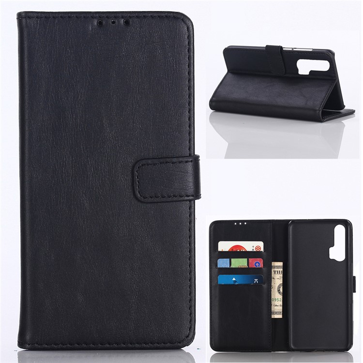 Retro Style Stand Wallet Leather Phone Cover for Huawei Honor 20 Pro - Black-1