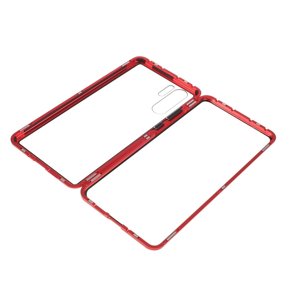 Shock-proof Magnetic Installation Metal Frame + Tempered Glass Alll-round Protective Phone Shell for Huawei P30 Pro - Red-2