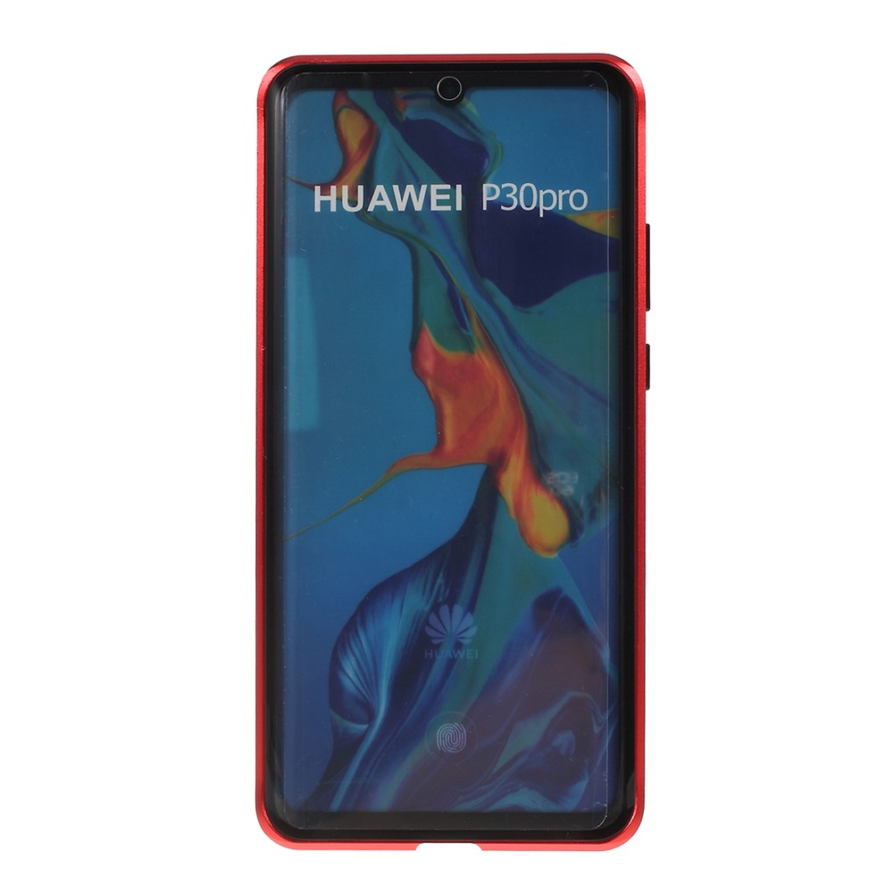 Shock-proof Magnetic Installation Metal Frame + Tempered Glass Alll-round Protective Phone Shell for Huawei P30 Pro - Red-5