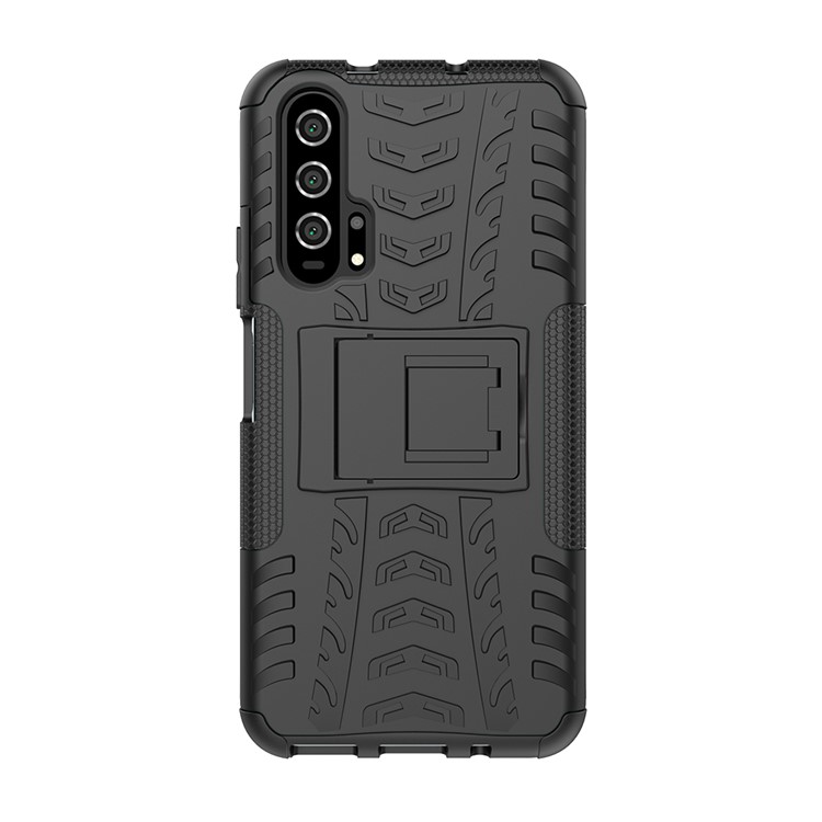 Enveloppe Hybride Antidérapante PC + TPU Avec Kickstand Pour Huawei Honor 20 Pro - le Noir