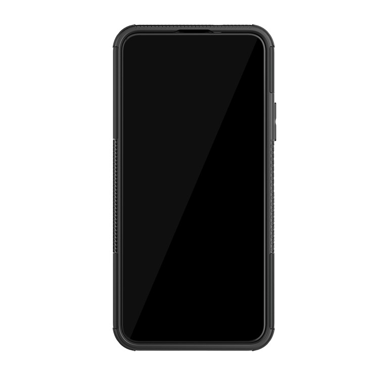 Anti-slip PC + TPU Hybrid Casing Con Cavalletto Per Huawei Honor 20 Pro - Nero