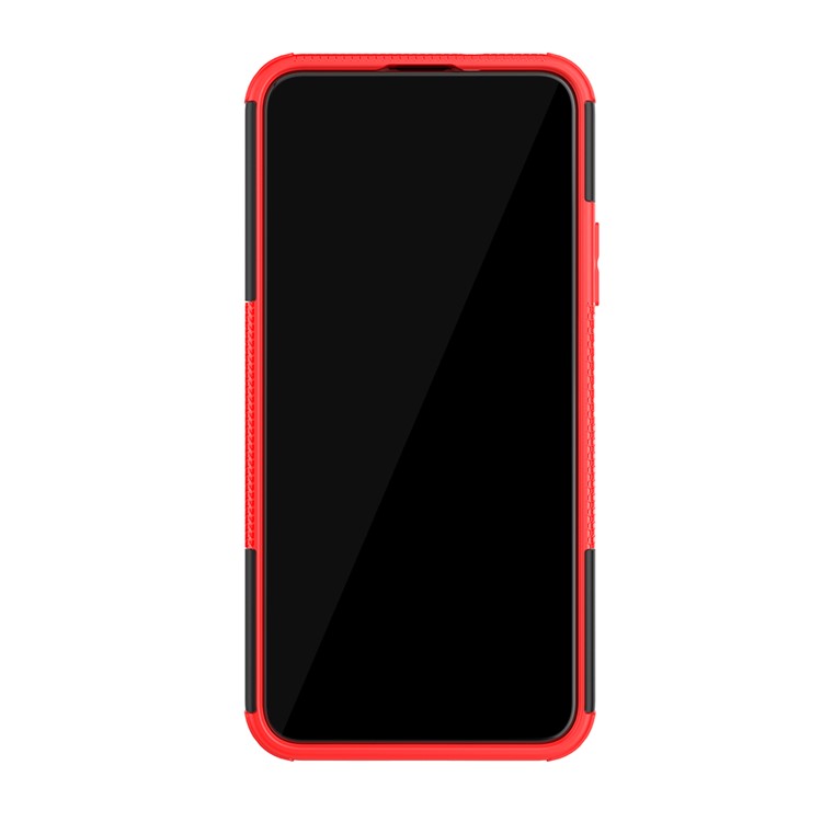 Anti-slip PC + TPU Hybrid Casing Con Cavalletto Per Huawei Honor 20 Pro - Rosso-4