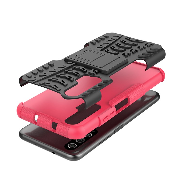 Anti-slip PC + TPU Hybrid Casing Con Cavalletto Per Huawei Honor 20 Pro - Rosa