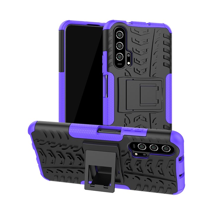 Carcasa Híbrida Antideslizante PC + TPU Con Pie De Apoyo Para Huawei Honor 20 Pro - Púrpura-1