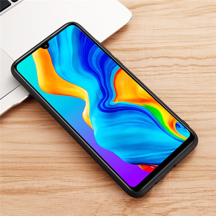Genuine Leather Anti-dropping Litchi Texture Coated TPU Phone Case for Huawei P30 Lite/nova 4e - Black-11