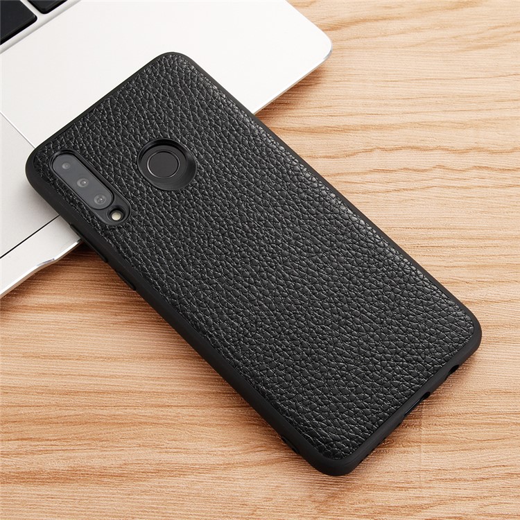 Genuine Leather Anti-dropping Litchi Texture Coated TPU Phone Case for Huawei P30 Lite/nova 4e - Black-12