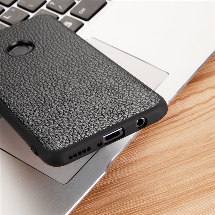 Genuine Leather Anti-dropping Litchi Texture Coated TPU Phone Case for Huawei P30 Lite/nova 4e - Black-15