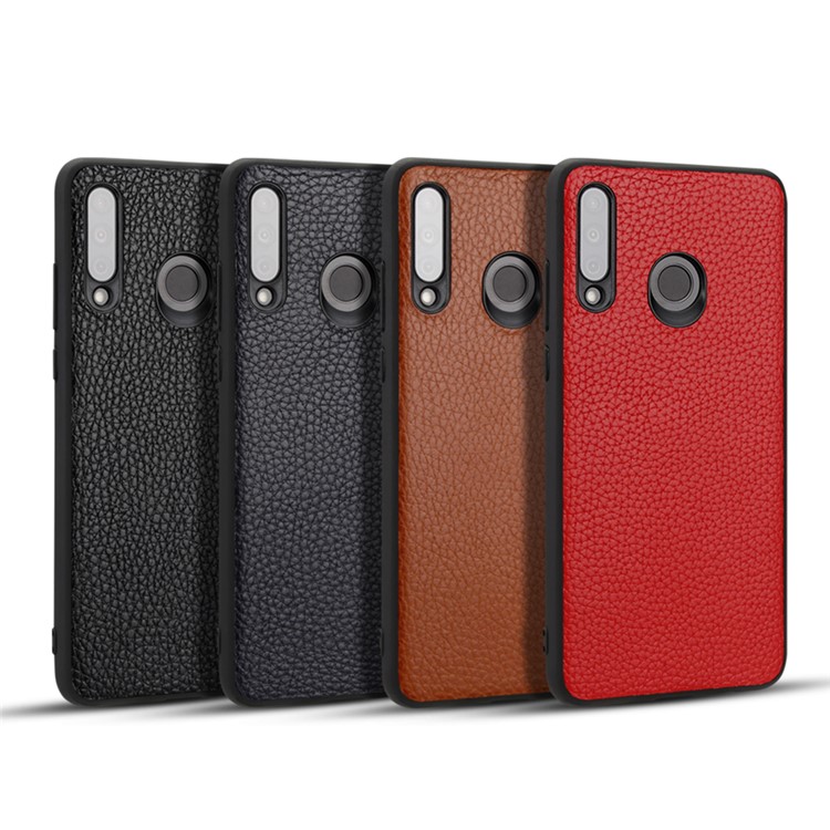 Genuine Leather Anti-dropping Litchi Texture Coated TPU Phone Case for Huawei P30 Lite/nova 4e - Black-17