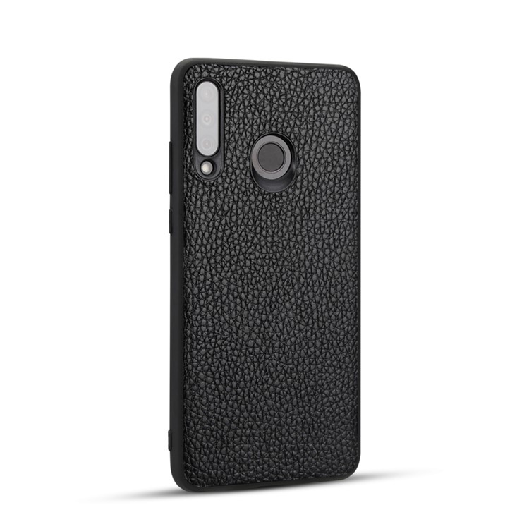 Genuine Leather Anti-dropping Litchi Texture Coated TPU Phone Case for Huawei P30 Lite/nova 4e - Black-2