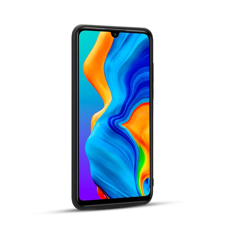 Genuine Leather Anti-dropping Litchi Texture Coated TPU Phone Case for Huawei P30 Lite/nova 4e - Black-3
