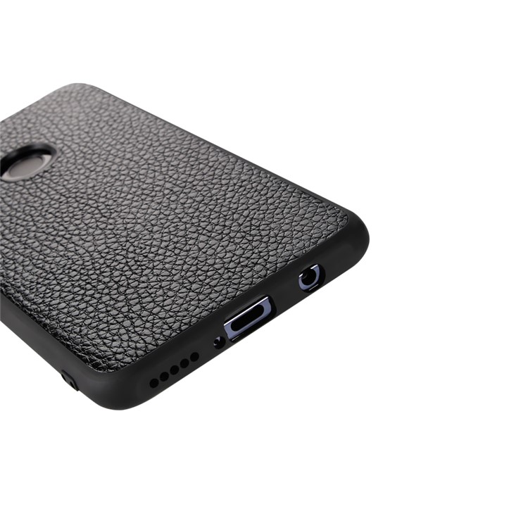 Genuine Leather Anti-dropping Litchi Texture Coated TPU Phone Case for Huawei P30 Lite/nova 4e - Black-4
