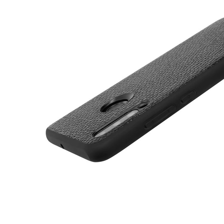 Genuine Leather Anti-dropping Litchi Texture Coated TPU Phone Case for Huawei P30 Lite/nova 4e - Black-5