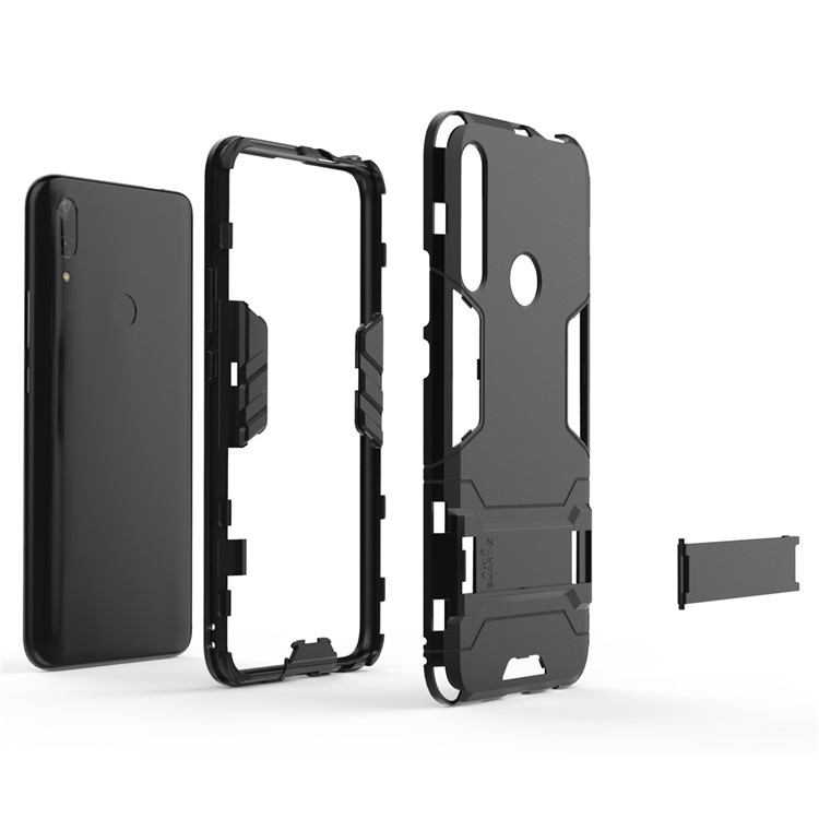 Guard PC + TPU Mobile Phone Covering Case with Kickstand for Huawei P Smart Z / Y9 Prime 2019 - Black-7