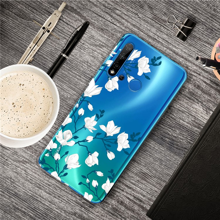 IMD Pattern Printing Flexible TPU Phone Cover for Huawei P20 lite (2019) / nova 5i - White Flowers-2