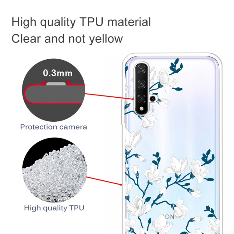 Impression de Modèle IMD TPU Couverture Cadre Pour Huawei Honor 20 / Honneur 20 - Fleurs