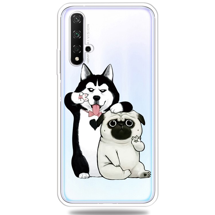 Impression de Modèle IMD TPU Couverture Cadre Pour Huawei Honor 20 / Honneur 20 - Chiens