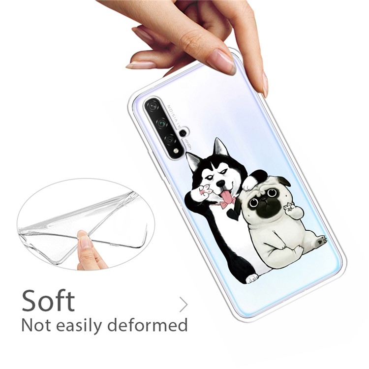 Impression de Modèle IMD TPU Couverture Cadre Pour Huawei Honor 20 / Honneur 20 - Chiens