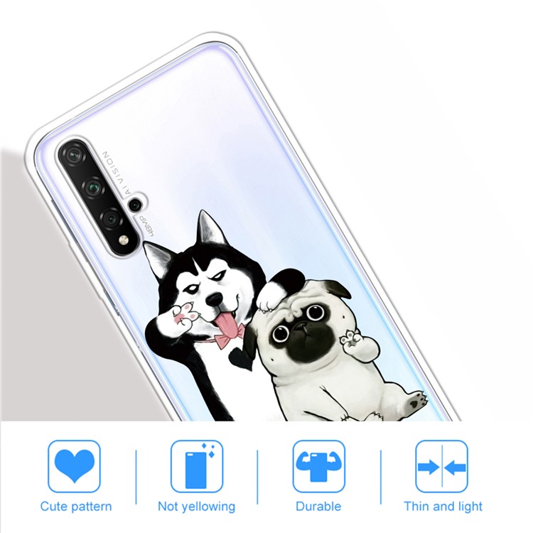 Impression de Modèle IMD TPU Couverture Cadre Pour Huawei Honor 20 / Honneur 20 - Chiens-5