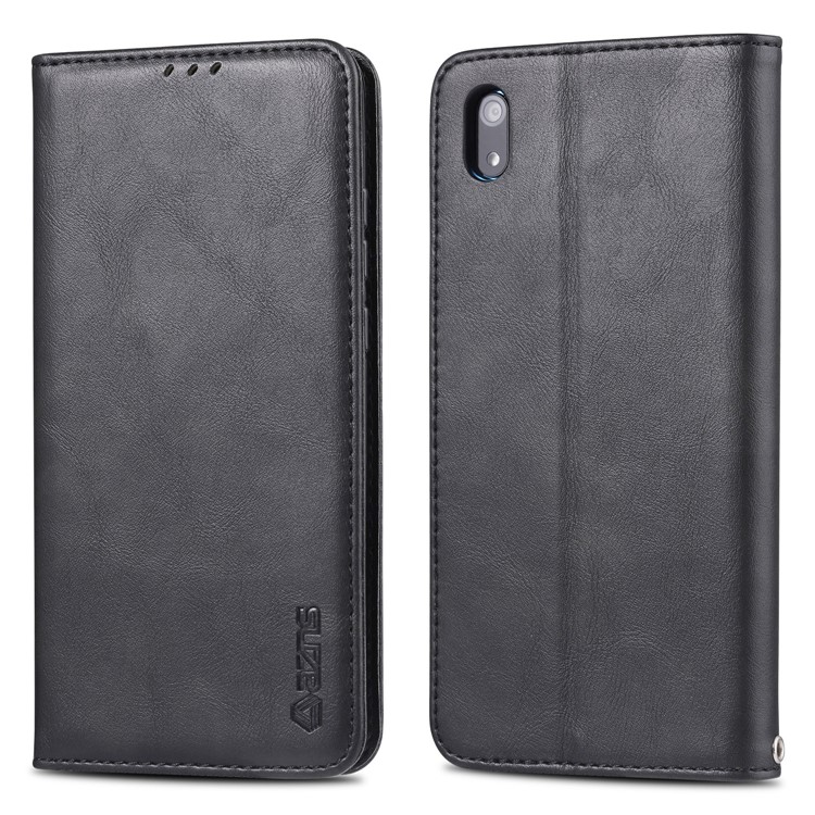 AZNS Retro Style PU Leather Card Holder Case for Huawei Y5 (2019) - Black-1