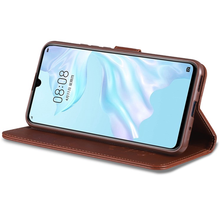 AZNS Leather Wallet Case for Huawei nova 5 / nova 5 Pro - Brown-6