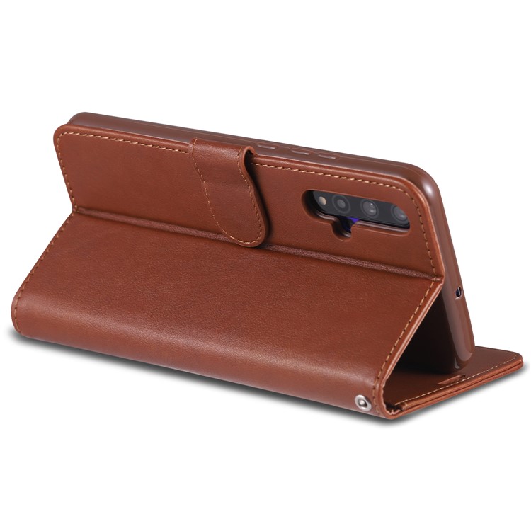 AZNS Leather Wallet Case for Huawei nova 5 / nova 5 Pro - Brown-7