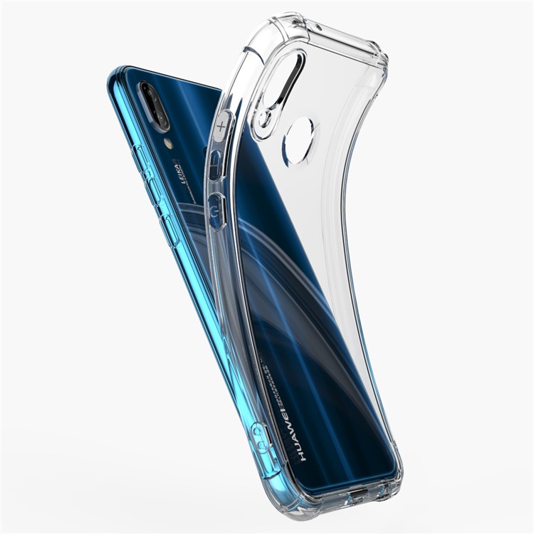 LEEU DESIGN Air Cushion Shockproof TPU Cover with Voice Conversion Jack for Huawei P20 Lite (2018)/Nova 3e - Transparent-9