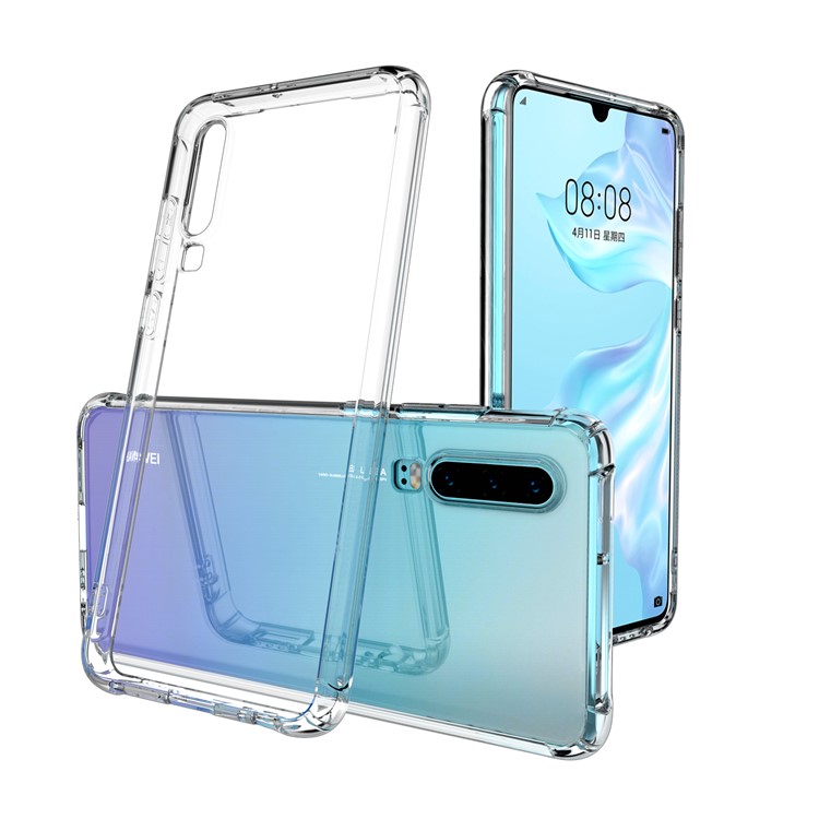 LEEU DESIGN Air Cushion Shockproof TPU Phone Shell with Voice Conversion Jack for Huawei P30 - Transparent-1