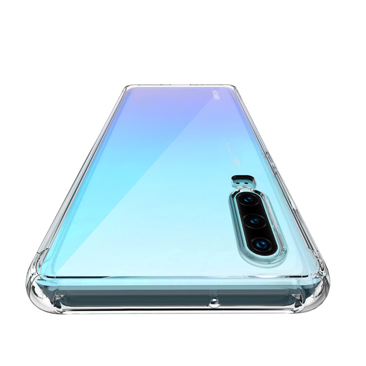 LEEU DESIGN Air Cushion Shockproof TPU Phone Shell with Voice Conversion Jack for Huawei P30 - Transparent-10