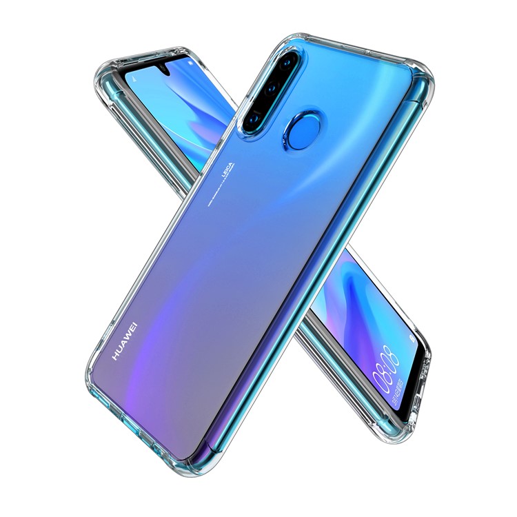 LEEU Design Air Cushion TPU à Prova de Choque Com Conector de Conversão de Voz Para Huawei P30 Lite - Transparente