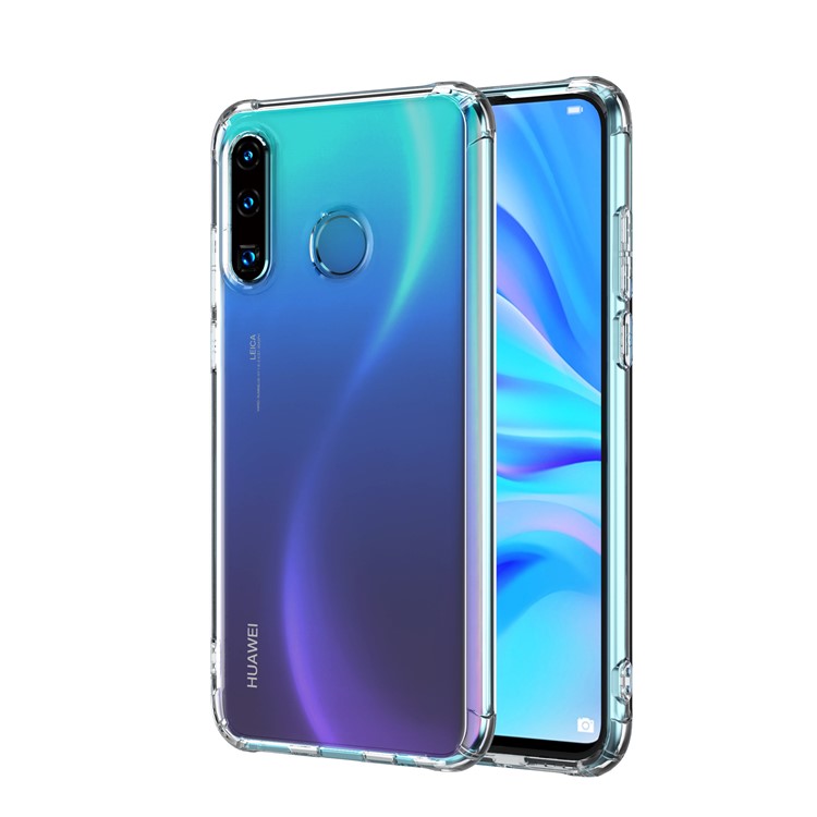 LEEU Design Air Cushion TPU à Prova de Choque Com Conector de Conversão de Voz Para Huawei P30 Lite - Transparente