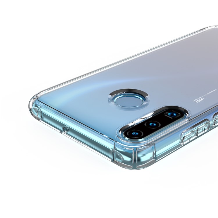 Couverture de Tpu à Amortisseur de Conception Leeu Design Avec un Couvercle de Conversion Vocale Pour Huawei P30 Lite - Transparent