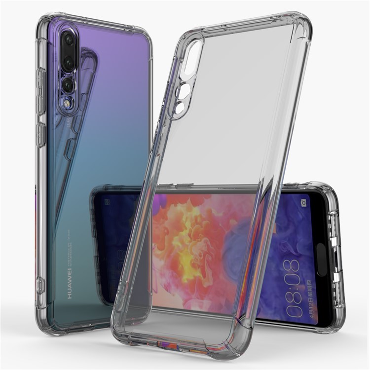 LEEU DESIGN Air Cushion Shockproof TPU Shell with Voice Conversion Jack for Huawei P20 Pro - Transparent Black-1