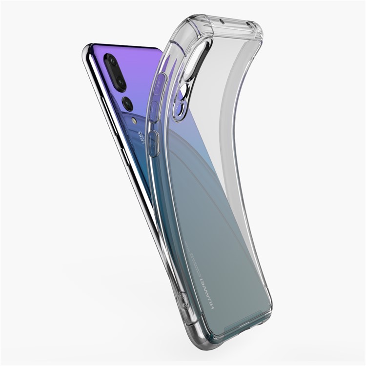LEEU DESIGN Air Cushion Shockproof TPU Shell with Voice Conversion Jack for Huawei P20 Pro - Transparent Black-10