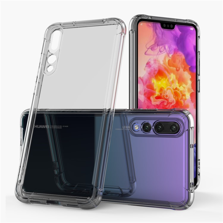 LEEU DESIGN Air Cushion Shockproof TPU Shell with Voice Conversion Jack for Huawei P20 Pro - Transparent Black-2